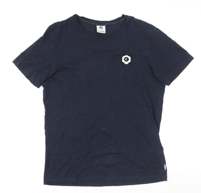 Jack & Jones Men Blue Core Basic Cotton Crew Neck T-Shirt Size M