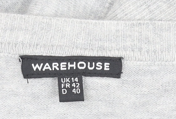 Womens UK Size 14 Warehouse Grey Jersey T-Shirt