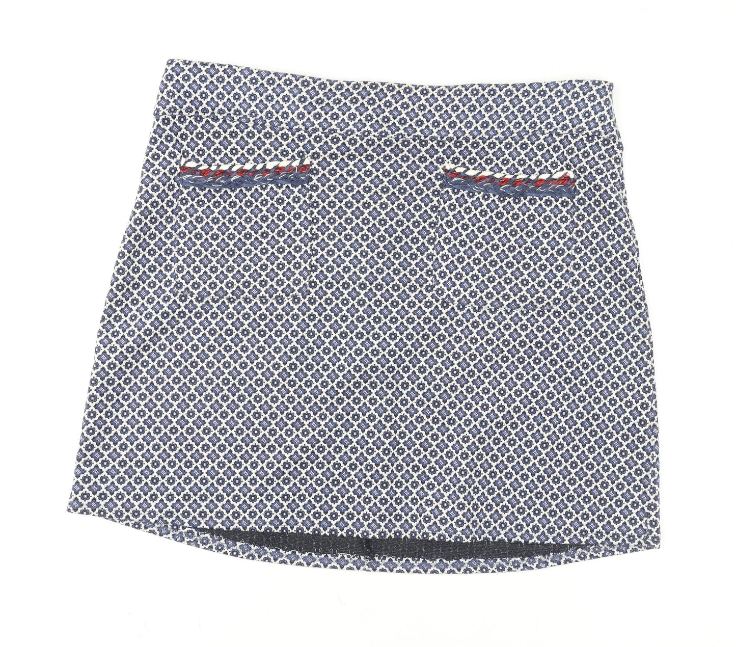 Dorothy Perkins Women’s Blue Geometric Tweed Mini Skirt Size 12
