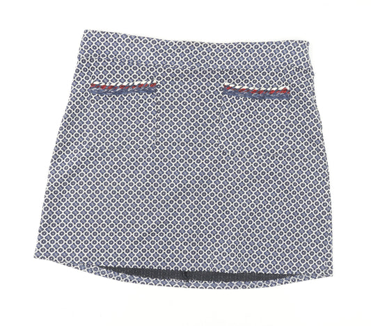 Dorothy Perkins Women’s Blue Geometric Tweed Mini Skirt Size 12
