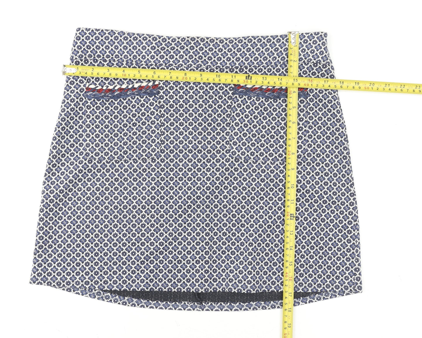 Dorothy Perkins Women’s Blue Geometric Tweed Mini Skirt Size 12