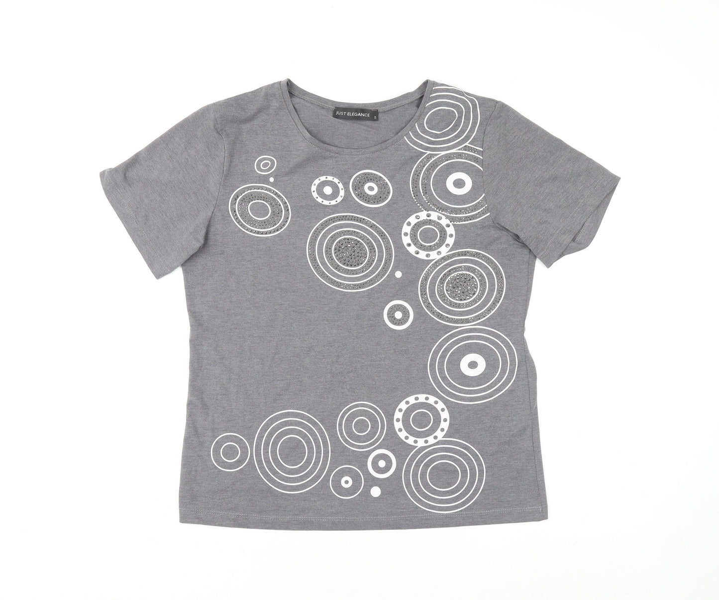 Womens UK Size S Just Elegance Grey Basic T-Shirt