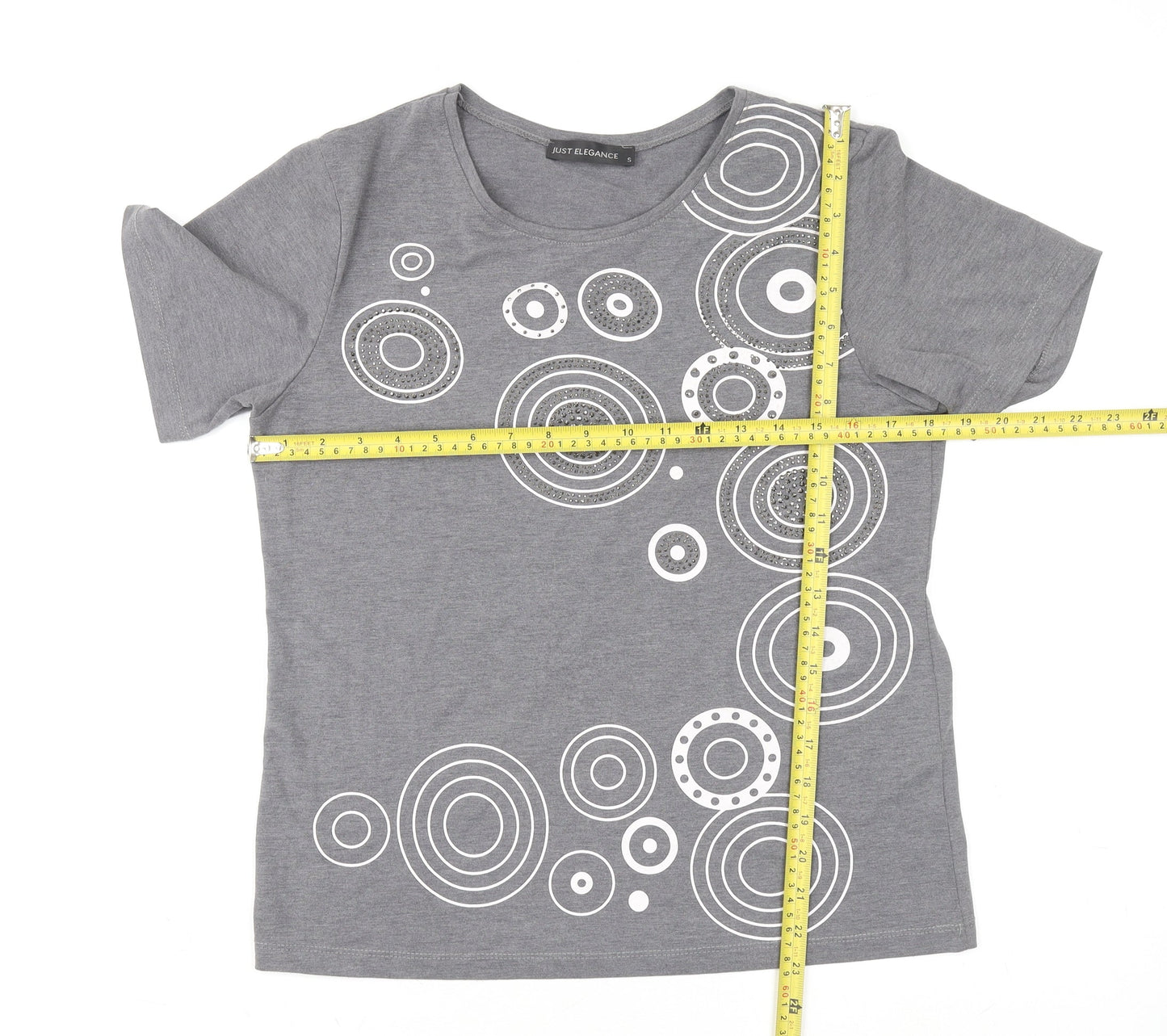 Womens UK Size S Just Elegance Grey Basic T-Shirt
