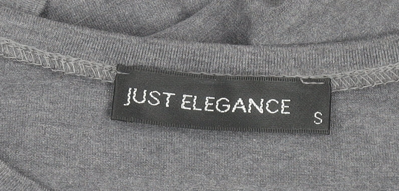 Womens UK Size S Just Elegance Grey Basic T-Shirt