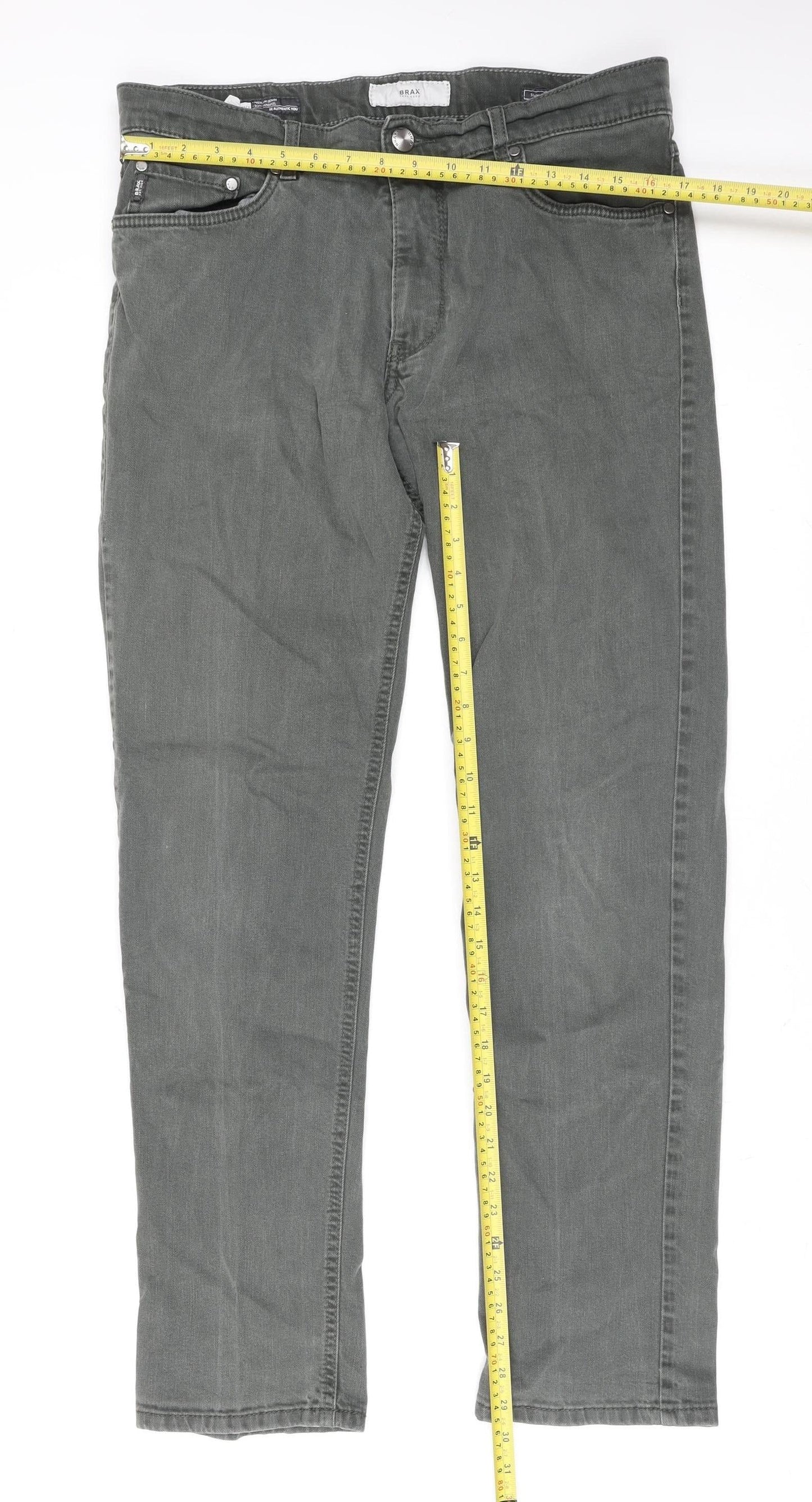 Brax Women Grey Regular Fit Cooper Straight Jeans Size 20