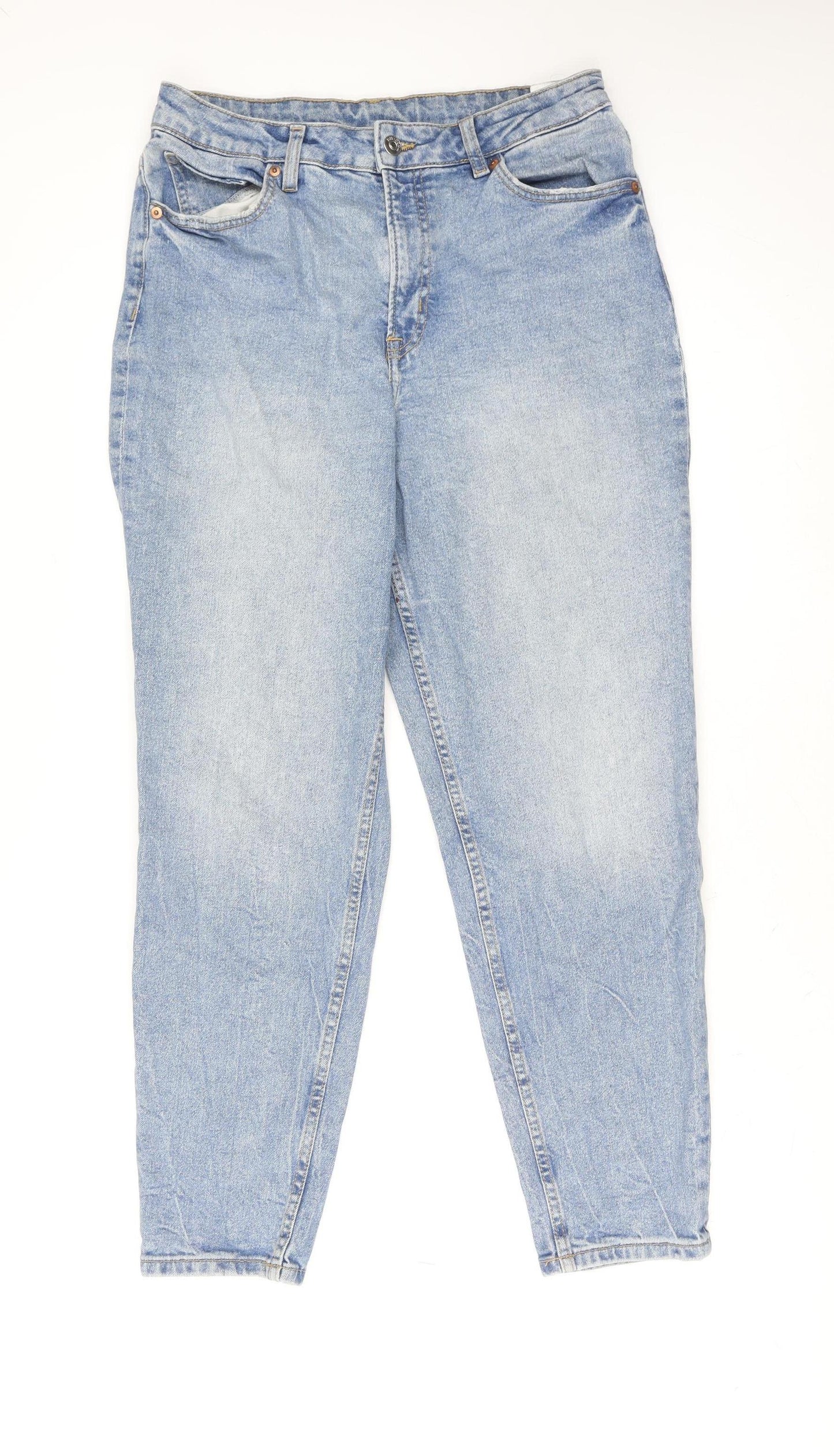 Womens UK Size 12 H&M Regular Fit Mom Blue Jeans