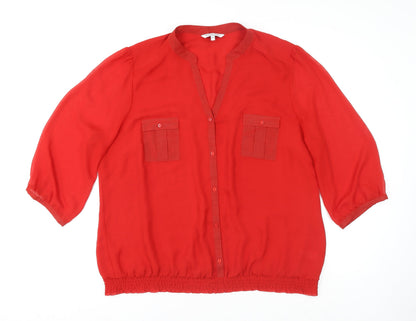 Womens UK Size 22 Debenhams Red Basic Blouse