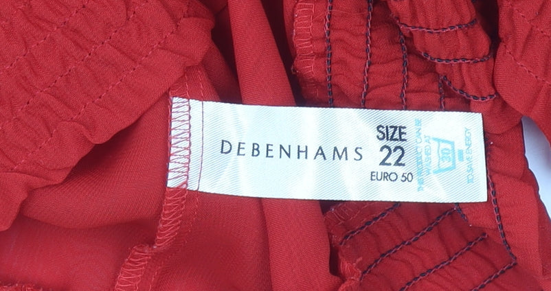 Womens UK Size 22 Debenhams Red Basic Blouse