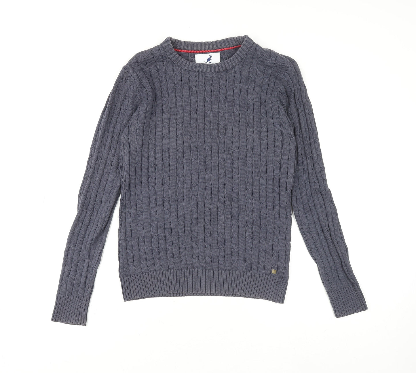 Kangol Womens Grey Cable-Knit Cotton Crew Neck Jumper Size 14