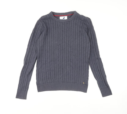 Kangol Womens Grey Cable-Knit Cotton Crew Neck Jumper Size 14