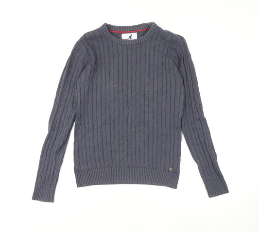 Kangol Womens Grey Cable-Knit Cotton Crew Neck Jumper Size 14