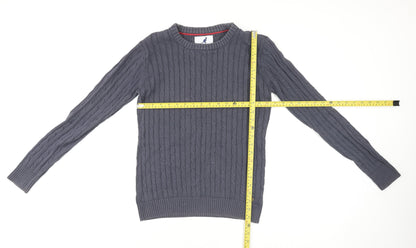 Kangol Womens Grey Cable-Knit Cotton Crew Neck Jumper Size 14