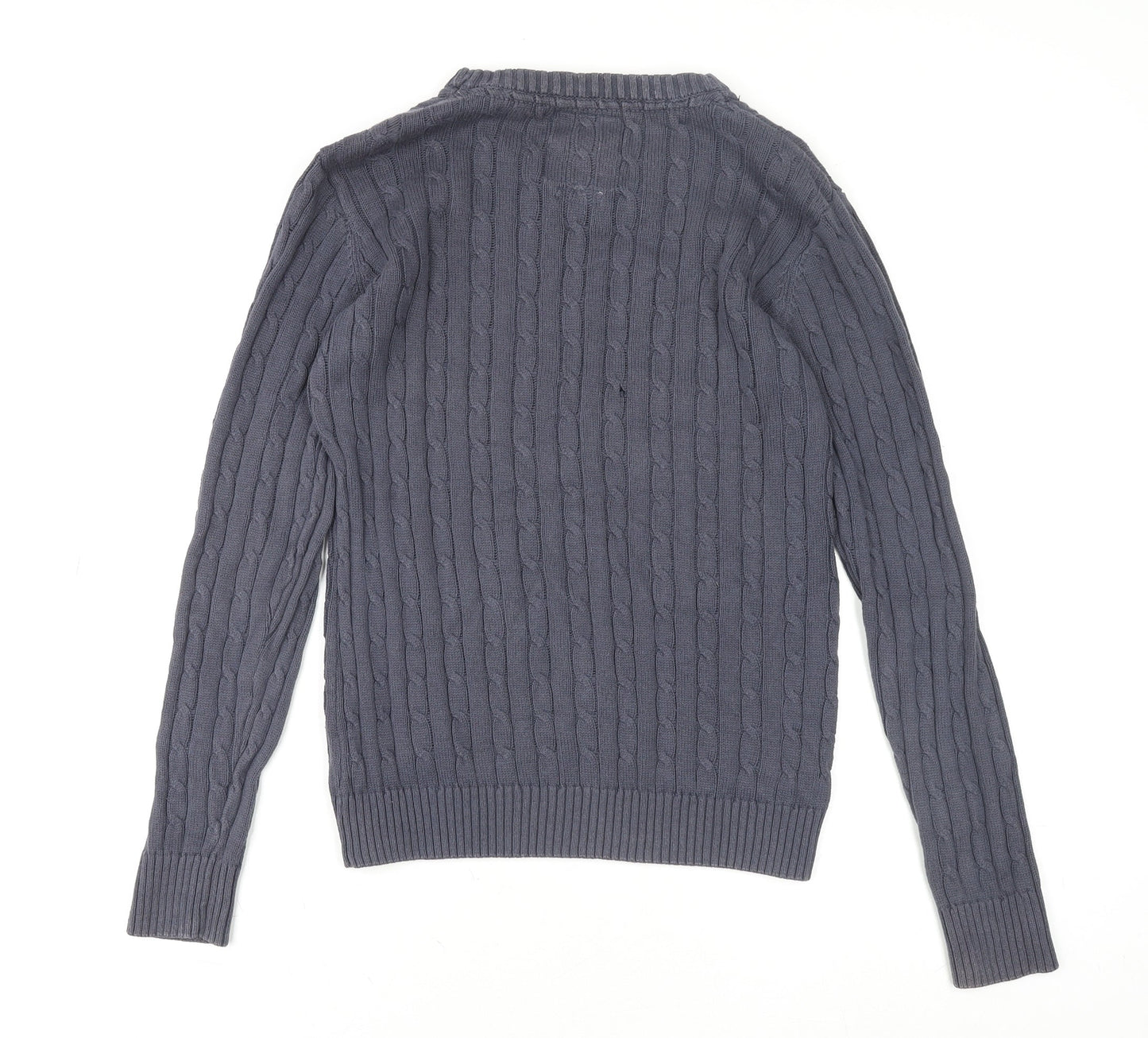 Kangol Womens Grey Cable-Knit Cotton Crew Neck Jumper Size 14