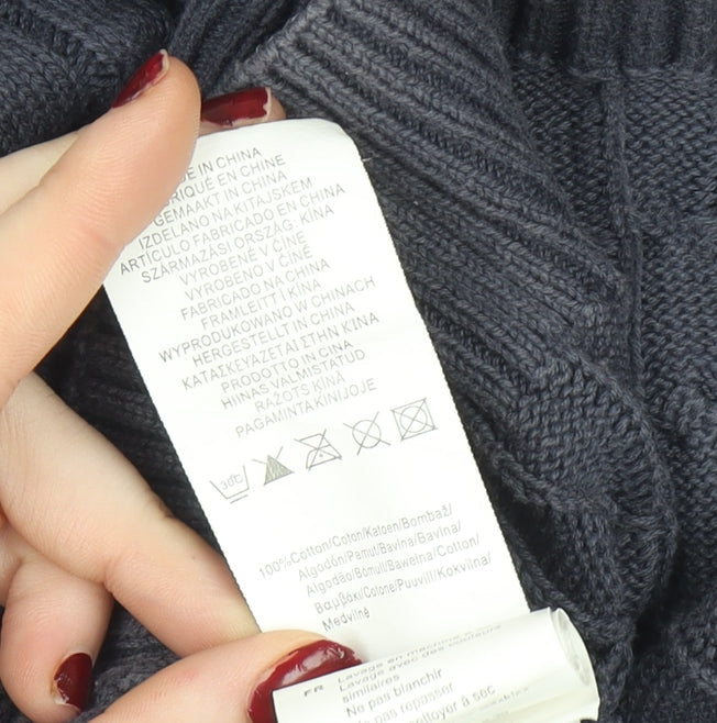 Kangol Womens Grey Cable-Knit Cotton Crew Neck Jumper Size 14