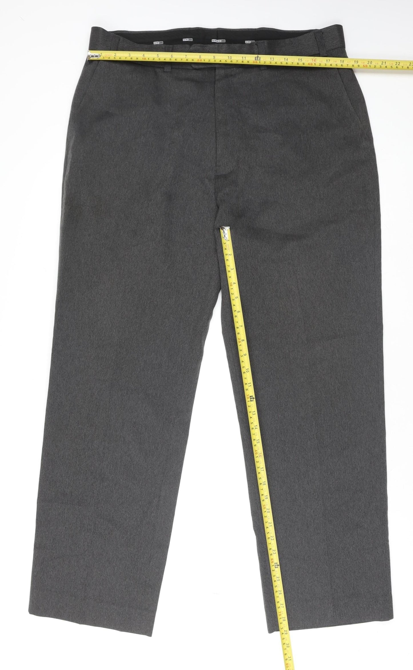 Mens UK Size L Henri Ross Regular Fit Dress Pants Grey Trousers