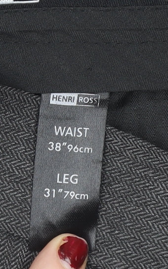 Mens UK Size L Henri Ross Regular Fit Dress Pants Grey Trousers