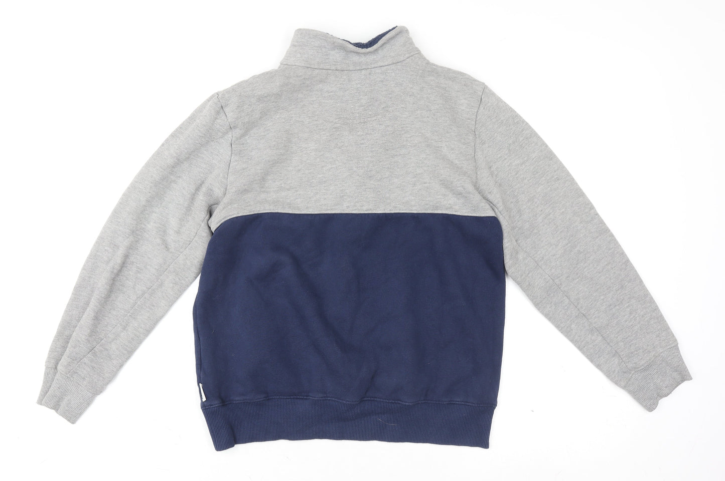 Converse Teens Grey Blue 1/4 Zip Fleece Logo Jumper L