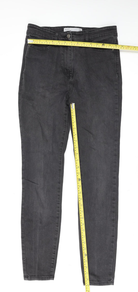 Next Women’s Black High Rise Skinny Jeans Size 12 Long Tall Stretch Denim