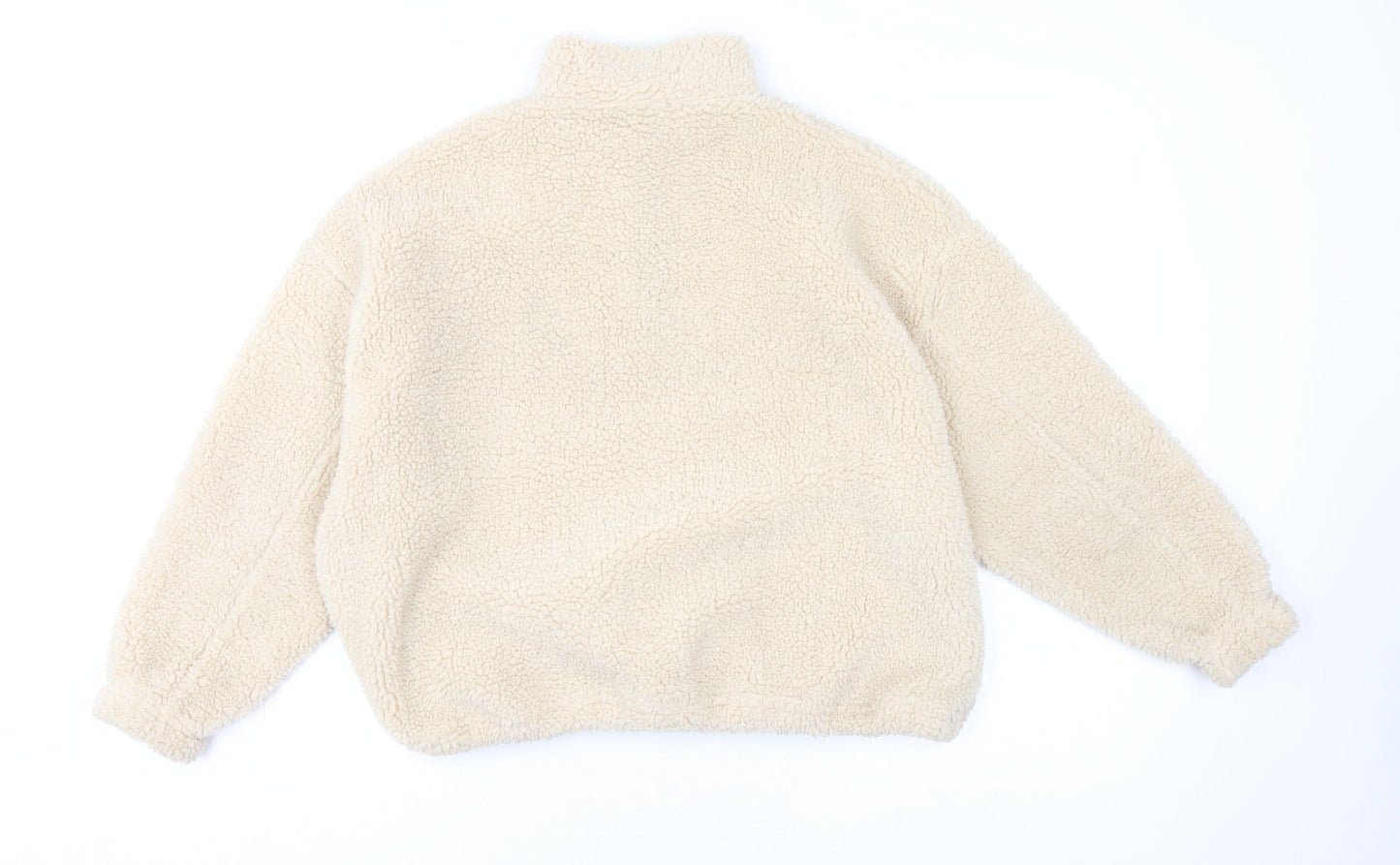 Boohoo Women Beige XS 1/4 Zip Fleece Pullover Sweatshirt