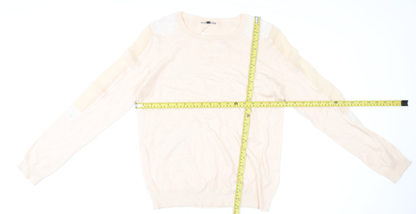 Womens UK Size 14 Warehouse Beige Basic Blouse