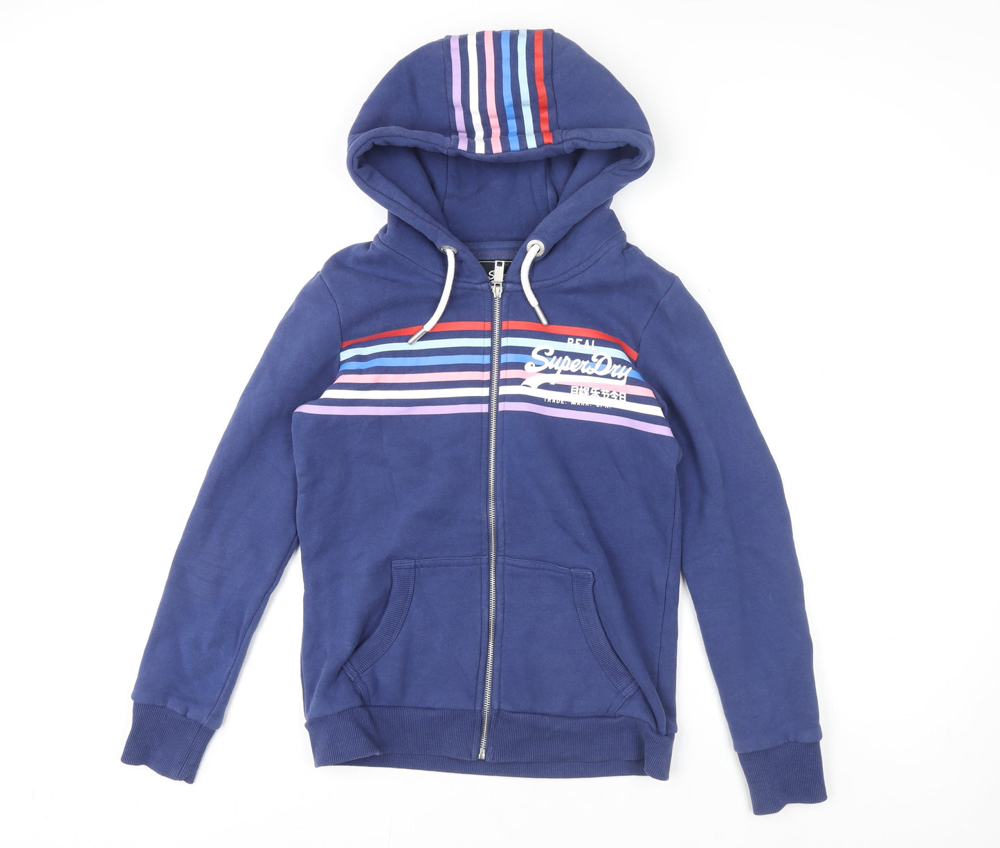 Unisex Adults UK Size 10 Superdry Blue Full Zip Hoodie