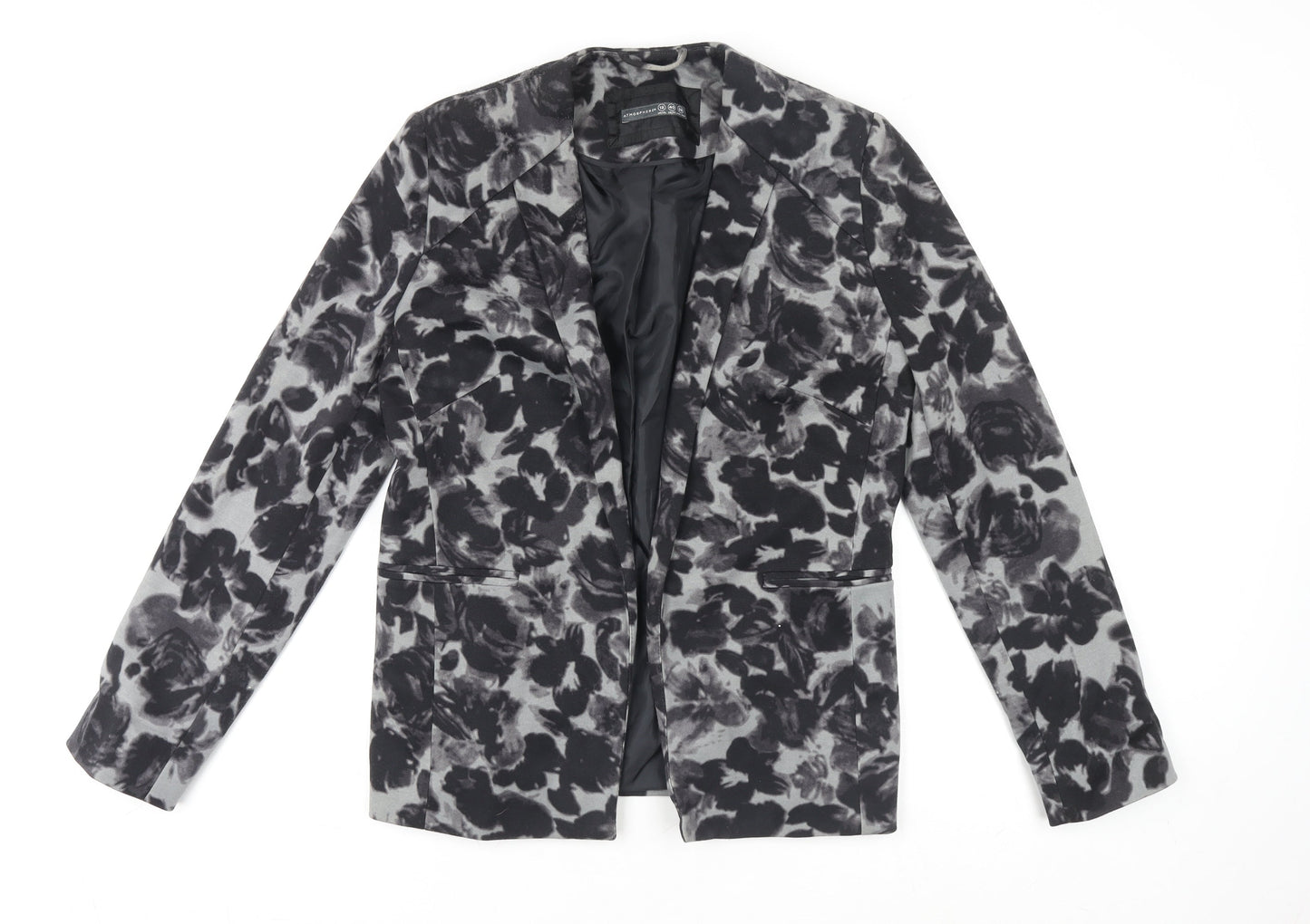 Atmosphere Womens Grey Floral Blazer Jacket Size 12 Regular Fit