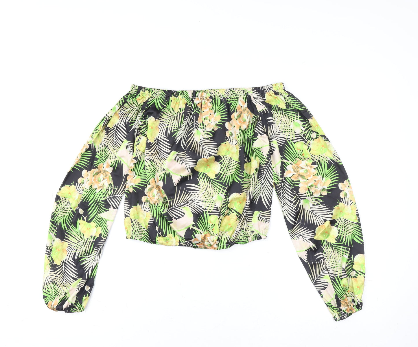 Womens UK Size S Boohoo Multicoloured Cropped Blouse