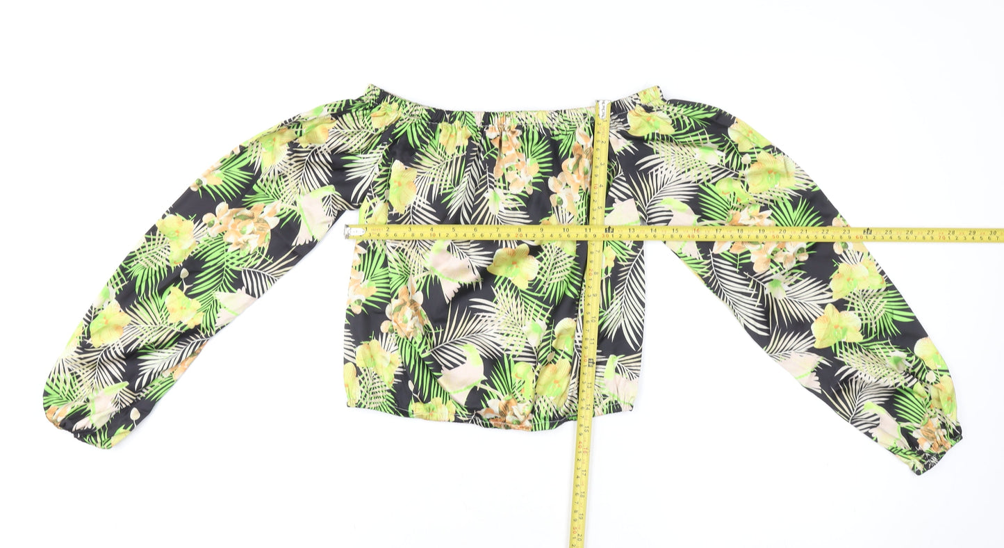 Womens UK Size S Boohoo Multicoloured Cropped Blouse