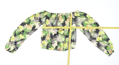 Womens UK Size S Boohoo Multicoloured Cropped Blouse