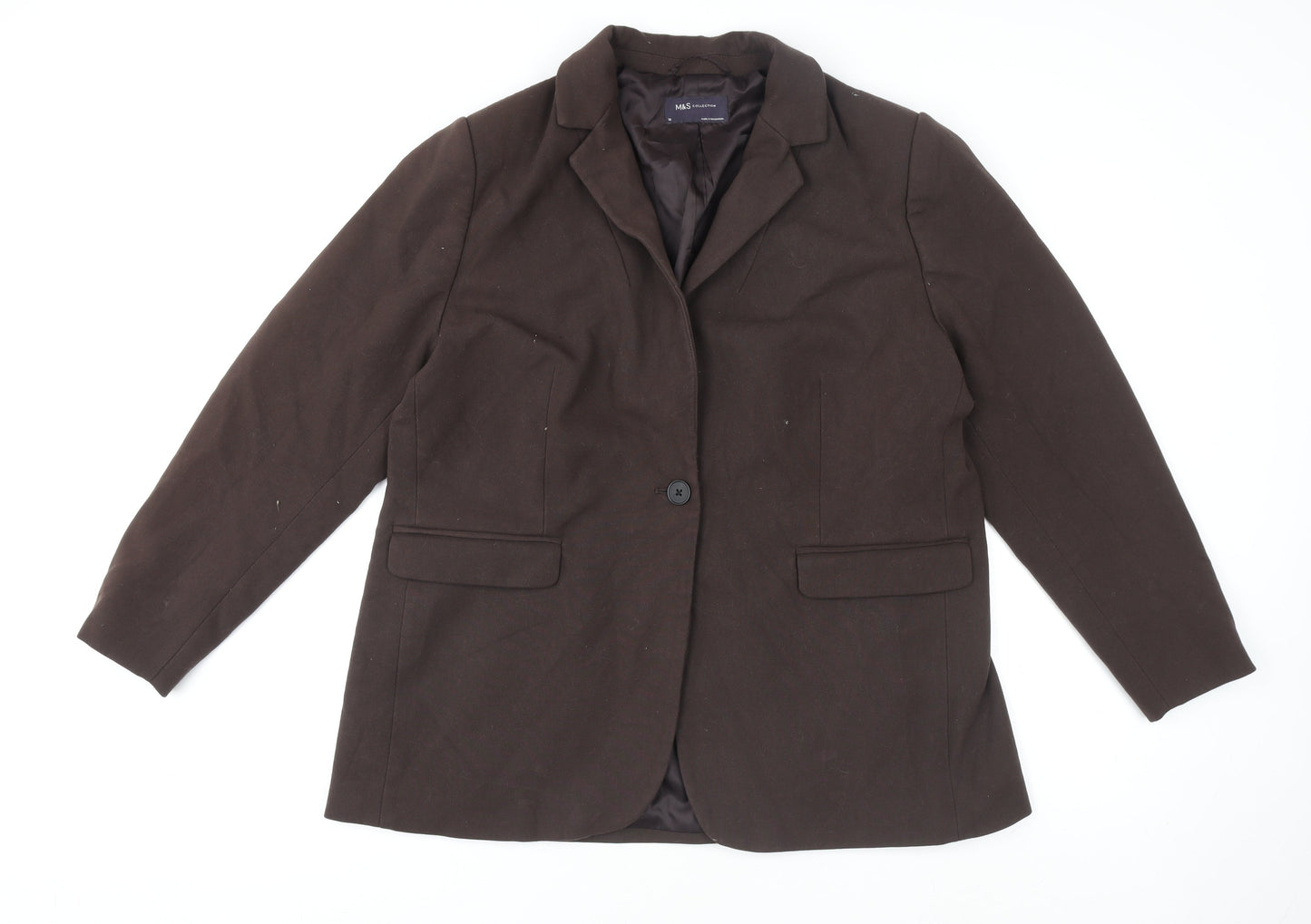 Marks and Spencer Women's Brown Size 18 Single-Breasted Blazer Jacket