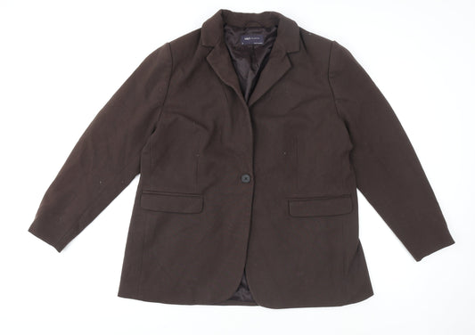 Marks and Spencer Women's Brown Size 18 Single-Breasted Blazer Jacket