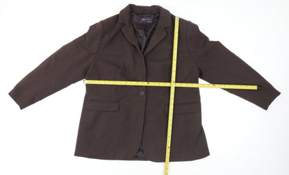 Marks and Spencer Women's Brown Size 18 Single-Breasted Blazer Jacket