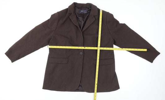 Marks and Spencer Women's Brown Size 18 Single-Breasted Blazer Jacket
