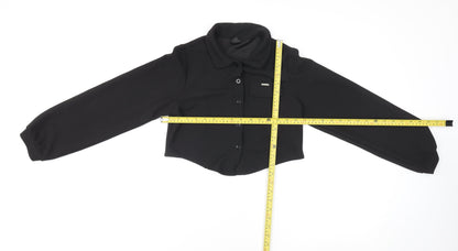 Womens UK Size M Dazy Black Cropped Button-Up