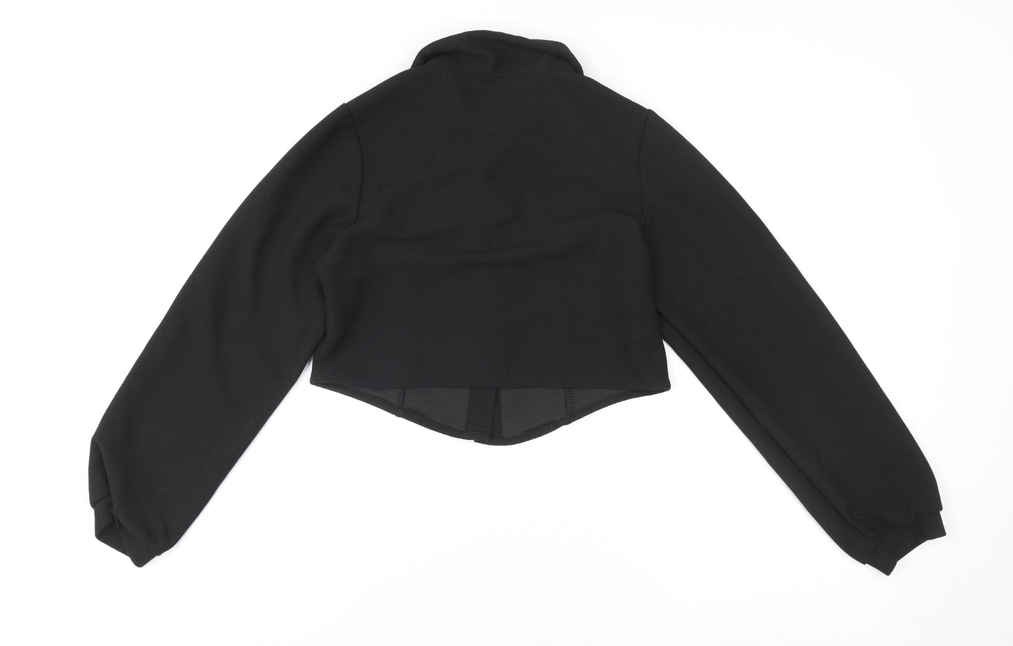 Womens UK Size M Dazy Black Cropped Button-Up
