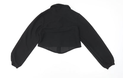 Womens UK Size M Dazy Black Cropped Button-Up