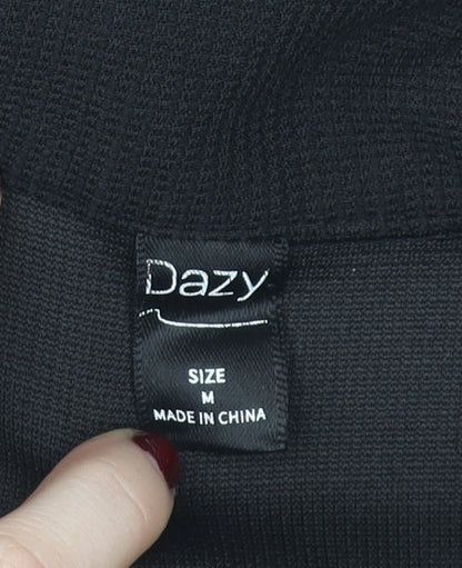 Womens UK Size M Dazy Black Cropped Button-Up
