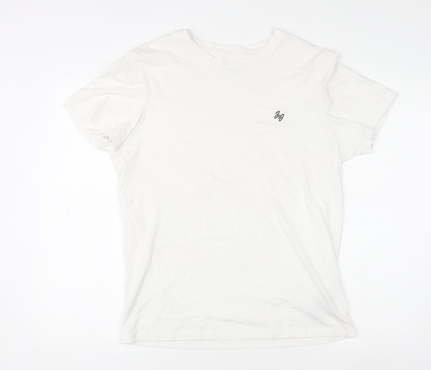 Jack & Jones Mens White Cotton Basic T-Shirt Size M Short Sleeve