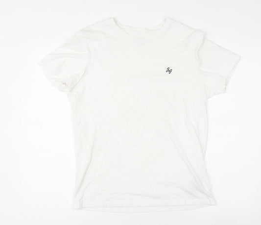 Jack & Jones Mens White Cotton Basic T-Shirt Size M Short Sleeve