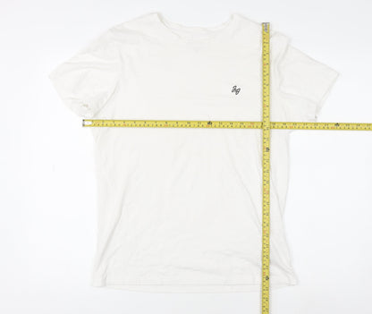 Jack & Jones Mens White Cotton Basic T-Shirt Size M Short Sleeve