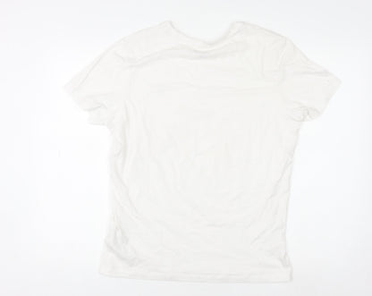 Jack & Jones Mens White Cotton Basic T-Shirt Size M Short Sleeve