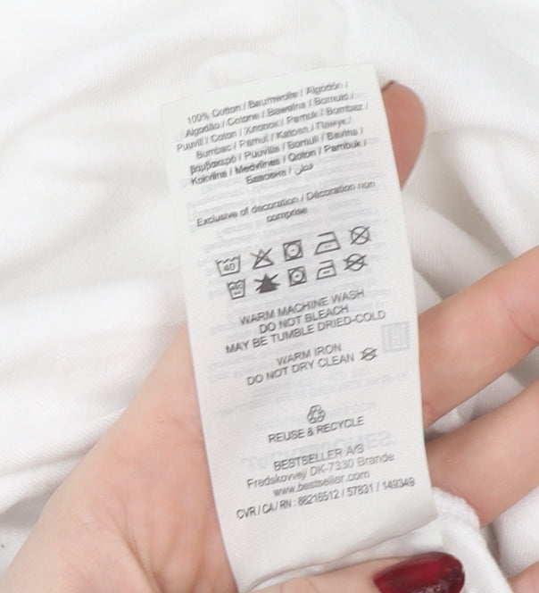 Jack & Jones Mens White Cotton Basic T-Shirt Size M Short Sleeve