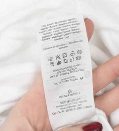 Jack & Jones Mens White Cotton Basic T-Shirt Size M Short Sleeve