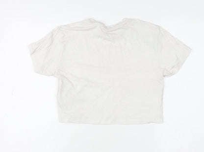 Puma Girls Ivory Cropped Logo T-Shirt 9-10 Years Short Sleeve Cotton