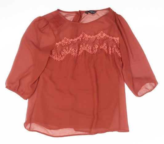 Womens UK Size 12 Dorothy Perkins Brown Tunic Blouse
