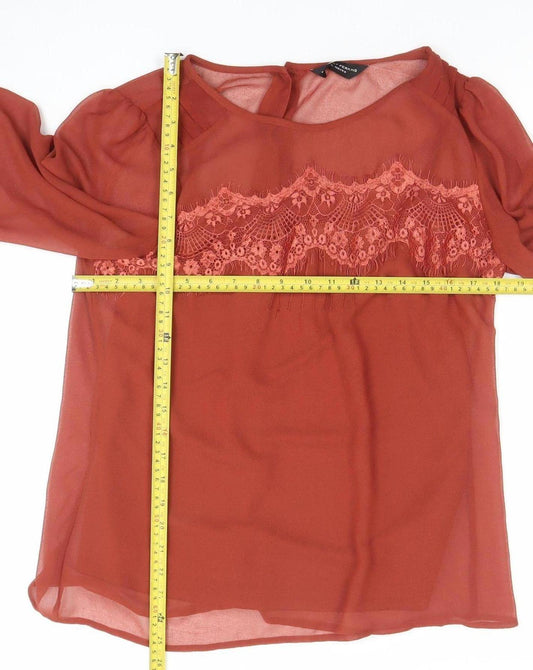 Womens UK Size 12 Dorothy Perkins Brown Tunic Blouse