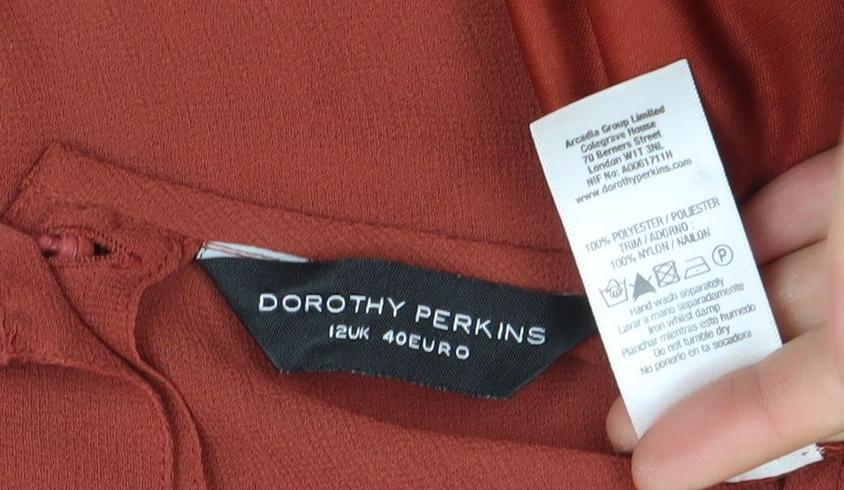 Womens UK Size 12 Dorothy Perkins Brown Tunic Blouse