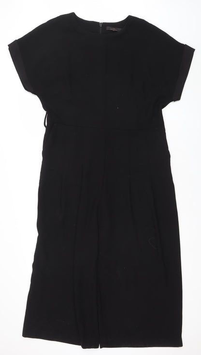 Next Women Black Jumpsuit Size 16 Regular Fit Short Sleeve Zip Back