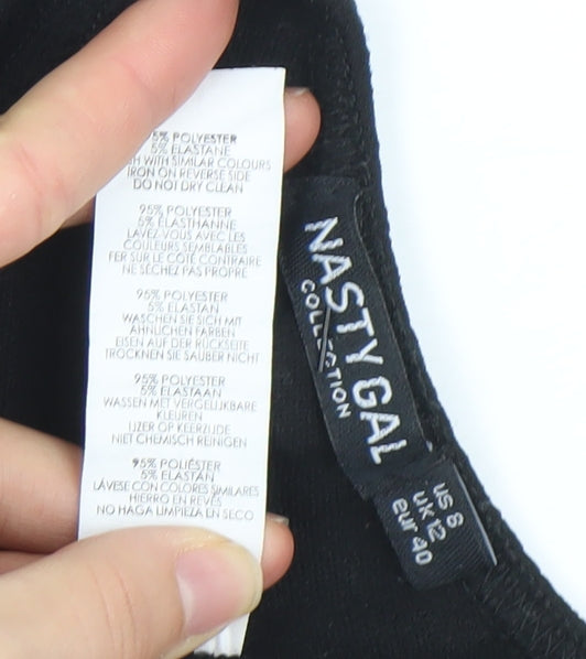 Nasty Gal Women’s Black One Shoulder Jumpsuit UK 12 Polyester Blend