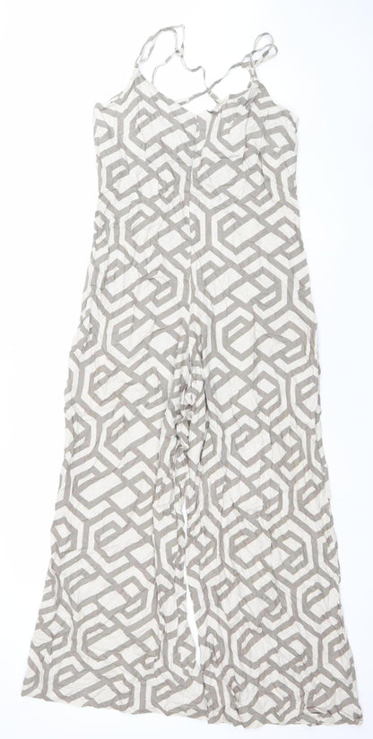 Womens UK Size XS Apricot One-Piece Beige Jumpsuit